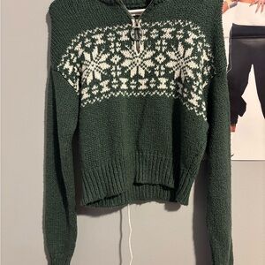 LA Hearts Quarter Zip Sweater with Snowflake Pattern / Size XS